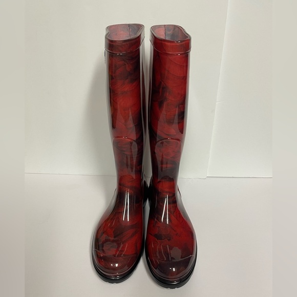 Valentino Garavani tall flat rain boots red flowers 38 - Picture 4 of 11